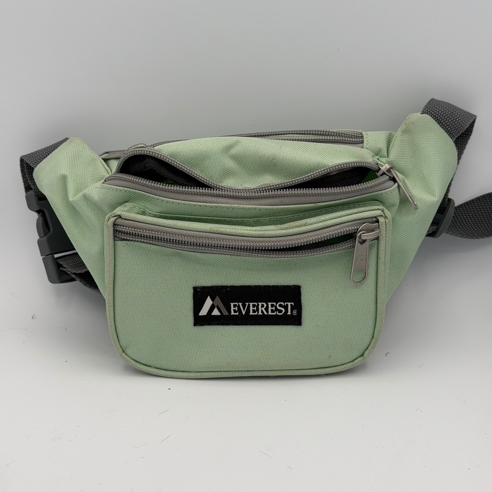 Everest Fanny Pack Unisex OS Excellent Green Multi-Pocket Canvas Waist Bag